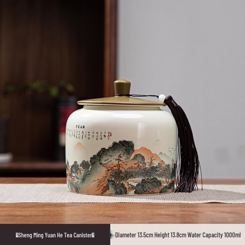 Renowned Wuyi Rock Da Hong Pao Ceramic Tea Gift Box - Double Ceramic Can