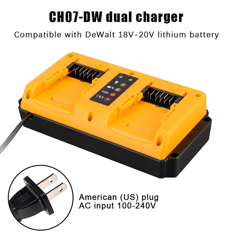 Portable Dual Port Charger Eu/Us Fast Charge Adapter For Dewalt 18-20V Lithium Battery Dcb202 Dcb204 Dcb205 Dcb206 Dcb207 Dcb203
