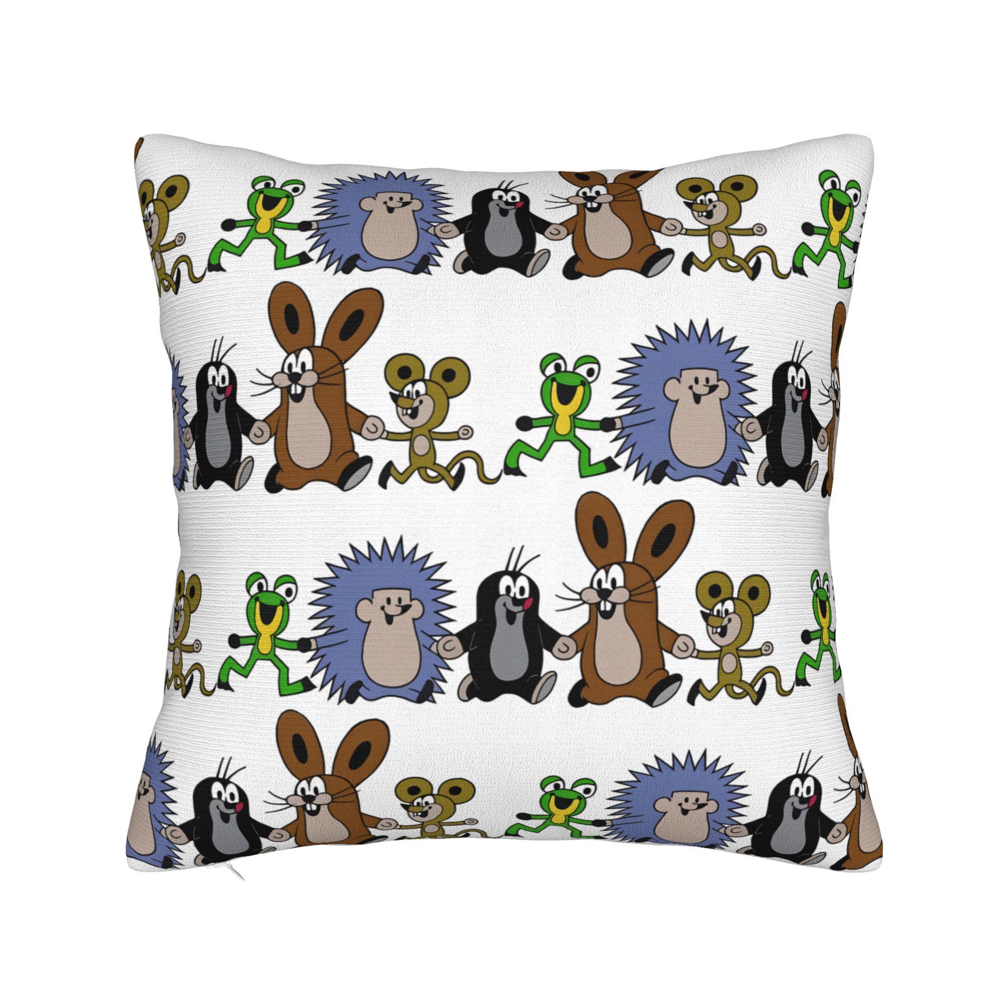

The Little Mole Krtek Pillowcase Soft Fabric Cushion Cover Decor Cartoon Floral Pillow Case Cover Home Drop Shipping 12x12Inch