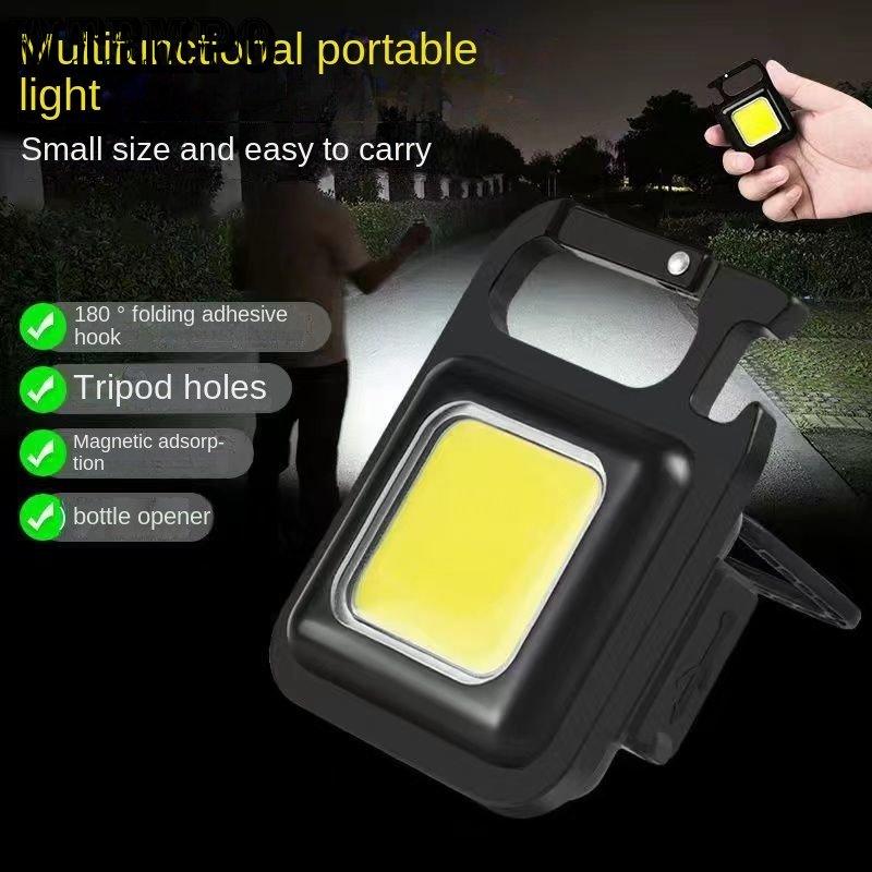 COB Work Light Outdoor Strong Light Torch Mini Multifunctional Emergency Keychain Light USB Rechargeable Tent Camping Light Cob Work Light