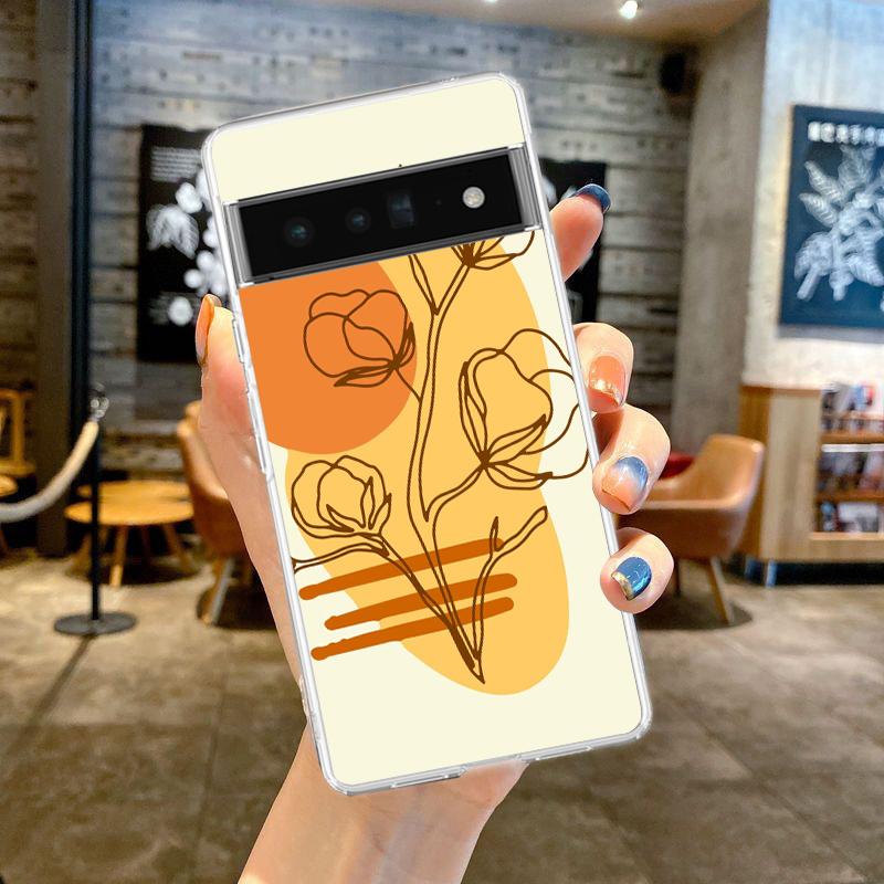 For Google Pixel 10 Pro Clear Phone Case Pixel 9 Pro XL Pixel 8 Pro 9A 8A 7A 7 6A 6 Pro Soft TPU Cover One Line Art