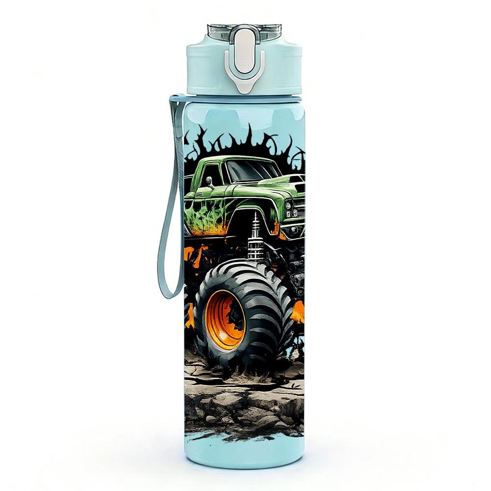 1PC Big Tractor Mud Off Road Vehicle Art 750ml Color Plastic Sports Water Bottle Leakproof Flip Straw Lid Suitable for Sports Office Home Use