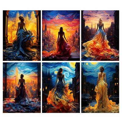Fantasy Woman Diamond Painting Girl Diy Full Square Round Drill Rhinestone Embroidery Beauty Back Shadow Mosaic Cross Stitch Kits Wall Decor