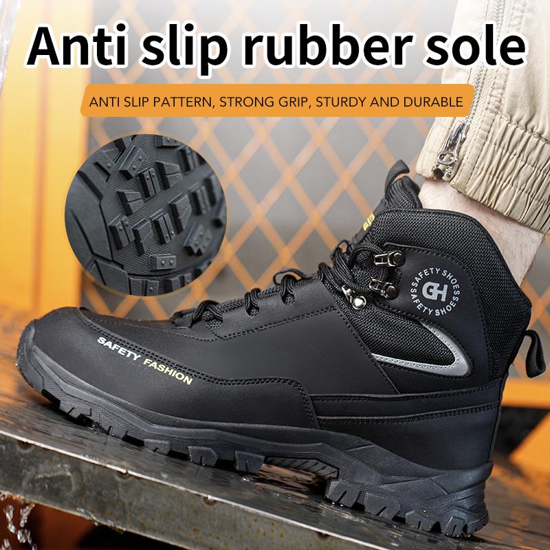 Mens Safety Shoes With Steel Toe Waterproof Boots Puncture Proof Anti-smash Mens Outdoor Work Sneakers Protective Work Boots