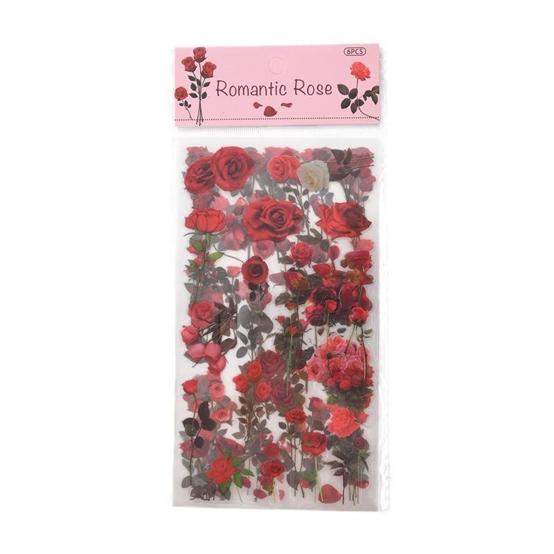 Floral PET Stickers Ins Aesthetic for Journaling Decoden DIY Scrapbook Girl Craft Supplies