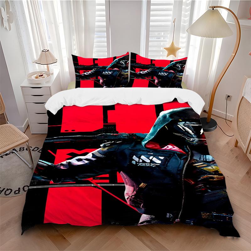 3pcs Cyberpunk 2077 Hoodie Sweatshirt Jacket-Universal Home Bedding Set-Suitable for Bedroom, Guest Room, Living Room, Hotel-Festive Gift-Pe