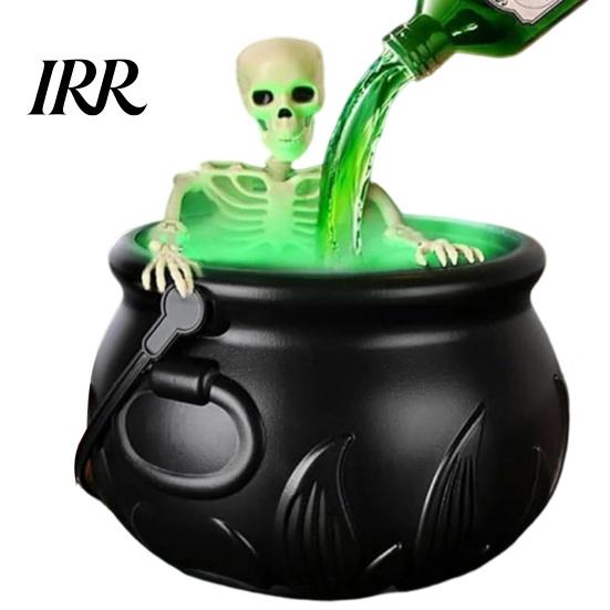 Halloween Party Decor Witch Cauldron, Large Plastic Black Bucket with Floating Potion Bottle, Durable Decoration Spooky Soup Pot for Home Porch,