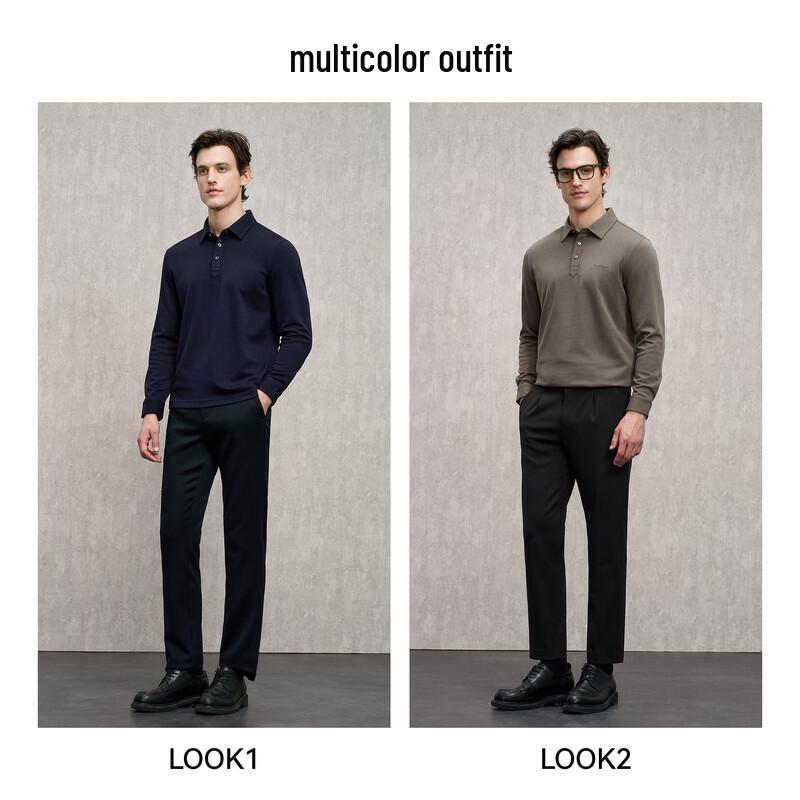 EMZ Men's Antibacterial Thermal Long-Sleeve Casual Polo Shirt