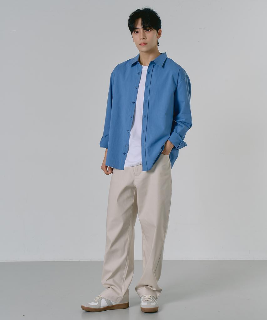 LXT For Summer Cotton Linen Semi-Overshirt [Blue]