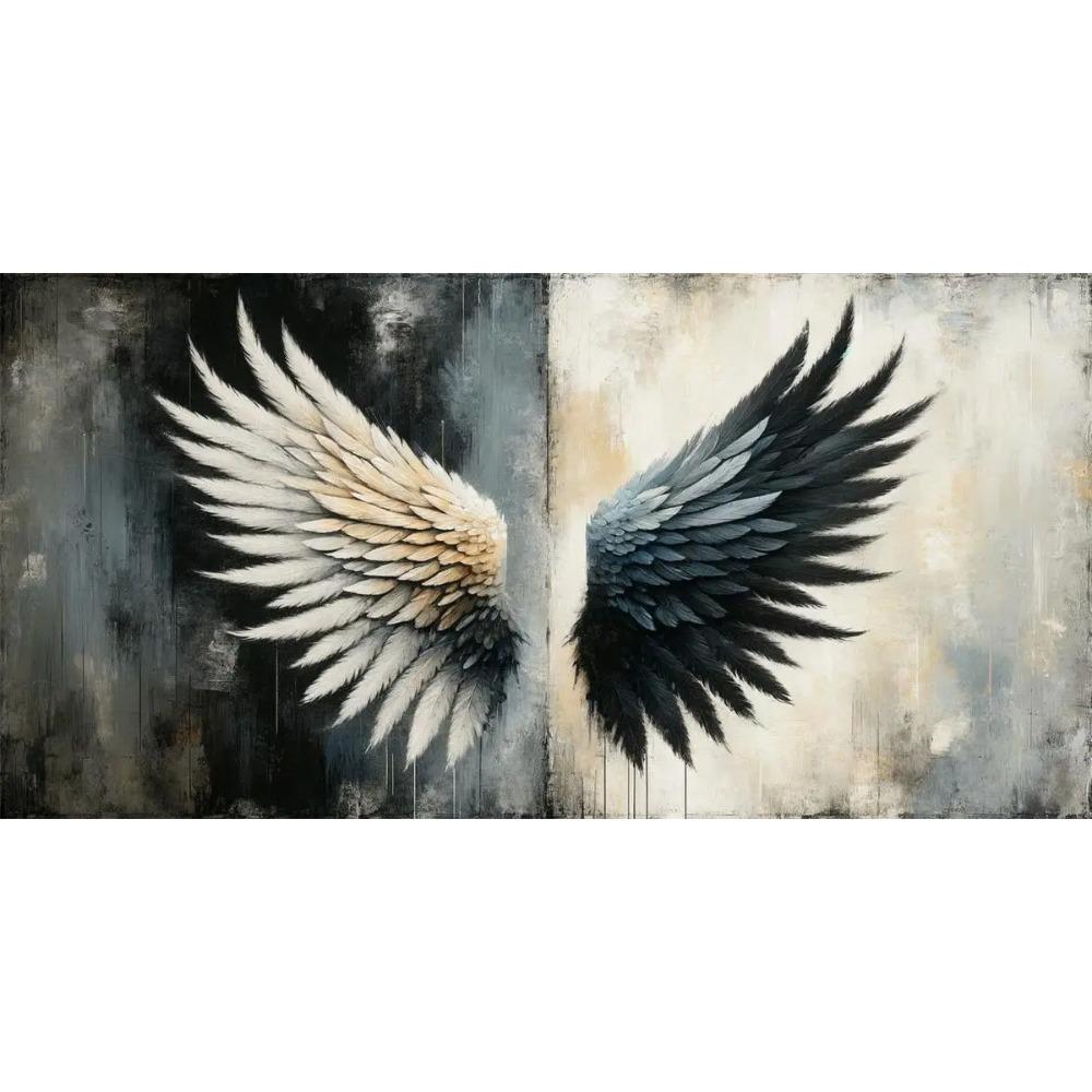 Abstract Angel Wings Canvas Painting Vintage Wall Art Black and White Wings Poster Print For Bedroom Living Room Home Decor