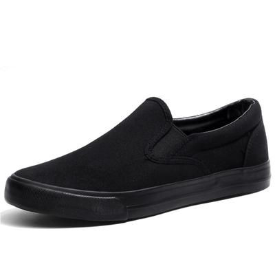 Fashion Slip-on Shoes Cool Young Man Street Pure Black Footwear Breathable Flat Mens Casual Shoes Plus Size 45