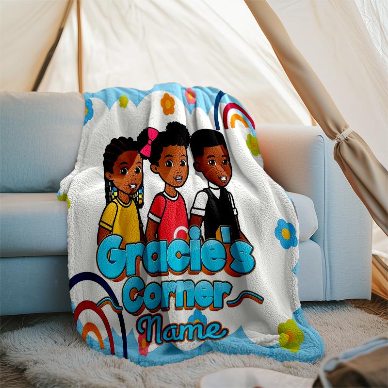 Personalized Custom Name Blanket - Gracies Corner Print Design,Blanket for Sofa,Bed,Travel,Camping - Soft and Warm, Great Gift