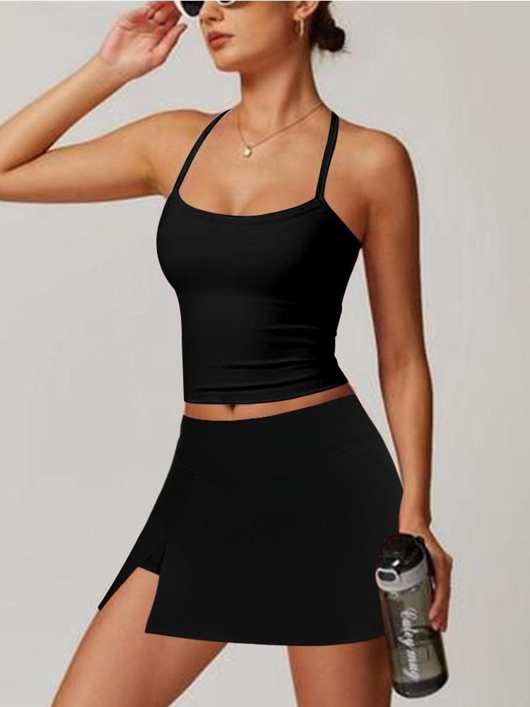 

Moisture Wicking Yoga Fitness Women Two Piece Tennis Skort Set Comfortable S