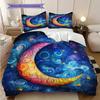New Moon Pattern Bedding Quilt Set Quilt Cover Pillowcase Home Decoration Birthday Gift (1 * Duvet Cover + 2 * Pillowcase, Without Core)