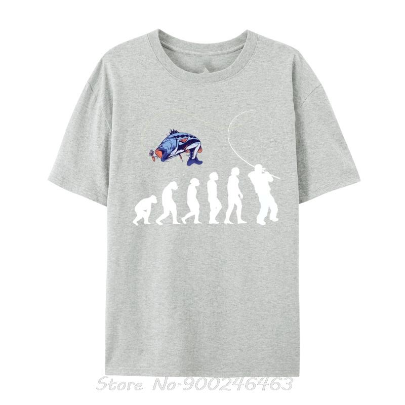 Fishing Rod Fishing Pole Evolution Fly Fishing Print Top T-Shirts Family Cotton Men's Clothing Oversized Unisex Tees Streetwear