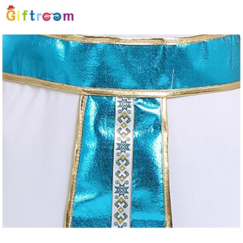 Festival Party Adult Female White Dress Blue Belt Cleopatra Cosplay Stage Performance Costume