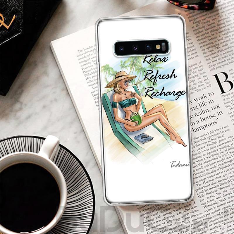 Mädchen Flamingo Sommer Strand Hülle Für Samsung Galaxy S23 S22 S24 S25 Ultra Handyhülle S21 Plus S20 FE S10 + S25Ultra Druck Fundas