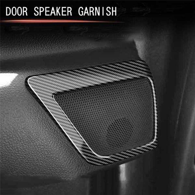 Authentic Car Carbon Fiber Rear Door Inner Speaker Audio Horn Ring Cover Trim For Toyota Alphard 2015-