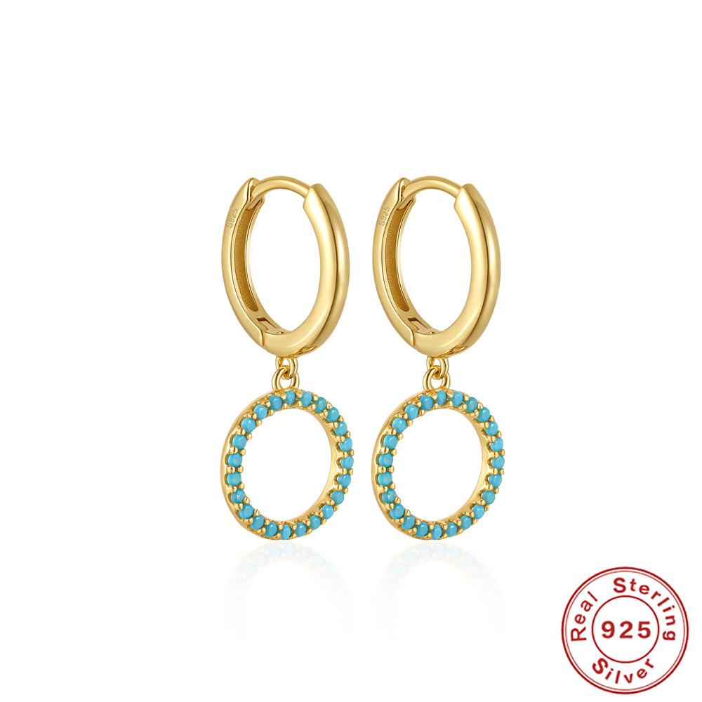 

Элегантные серьги-кольца из стерлингового серебра 925 пробы с двойным кругом и бриллиантовой вставкой из циркония 5A, геометрические серьги-подвески, серьги-застежки 925 Silver