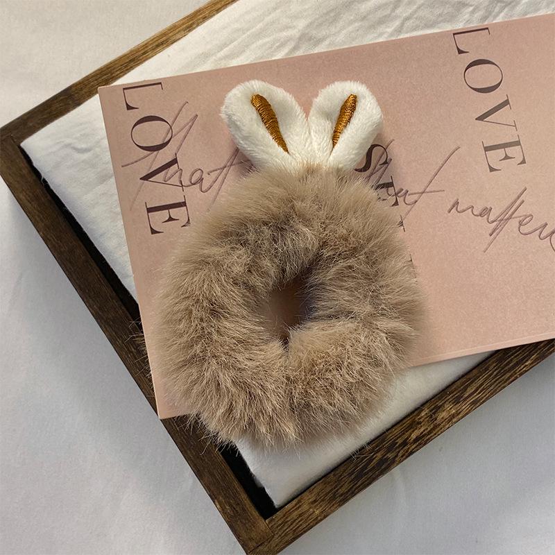 Koreańska Urocza Pluszowa Królicze Uszy Gumka do Włosów - Modny Dodatek w Stylu Mori Girl