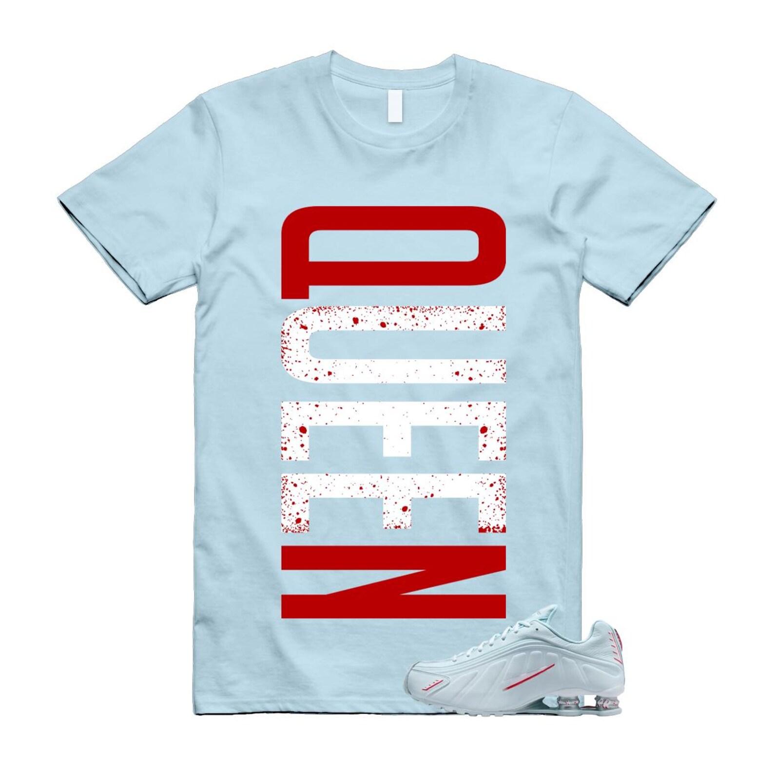 Shox R4 Puerto Rico Glacier Blue White University Red T Shirt Match QUEEN VERT 4XL