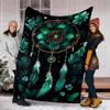 1pc Green Dream Catcher Printing Lightweight Flannel Blanket, Comfortable and Warm Blanket, for Camping Sofa Bed and Couch Office, Suitable f