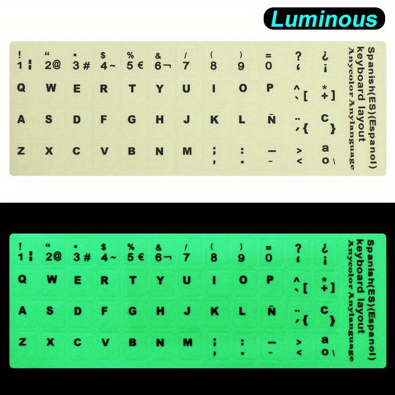 

Светящиеся наклейки для клавиатуры | Многоязычные флуоресцентные виниловые наклейки для механических клавиатур | Светящийся в темноте ПЭ материал Spanish