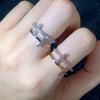 Double Cross Rings for Women Minimalist Cubic Zirconia Rose Gold Finger Accessories Female Jewelry Large Size R758