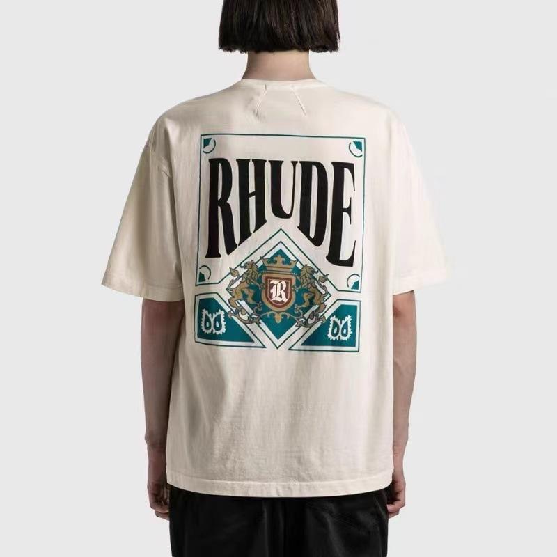 Cross-border European and American trendy brand RHUDE micro-standard poker card printing short-sleeved t-shirt for men and women couples high street