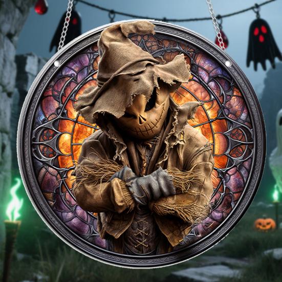 Halloween Hanging Decoration 2D Flat Acrylic Ornament Gothic Style Window Hanging Ornament for Home Car Decor