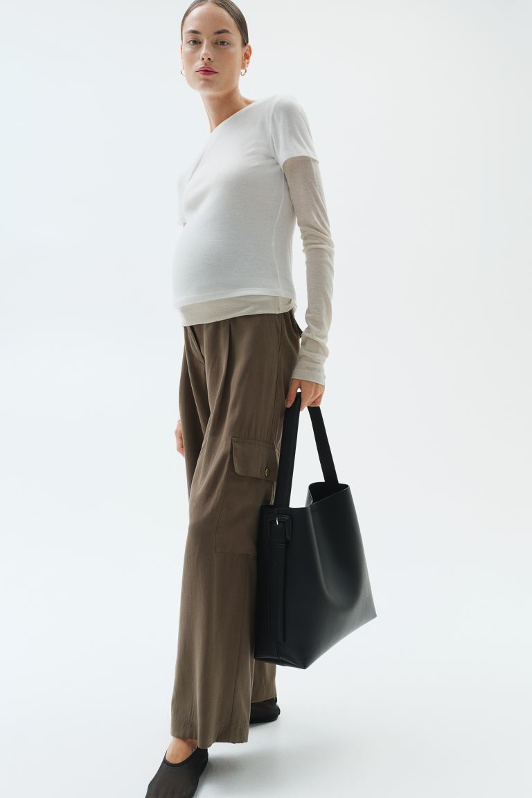 

H M MAMA Before After Cargo Pants Dark Khaki Green