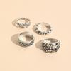4PCS Gothic Trendy Jewelry Silver Color Skull Finger Rings for Women Punk Heart Butterfly Boho Ring