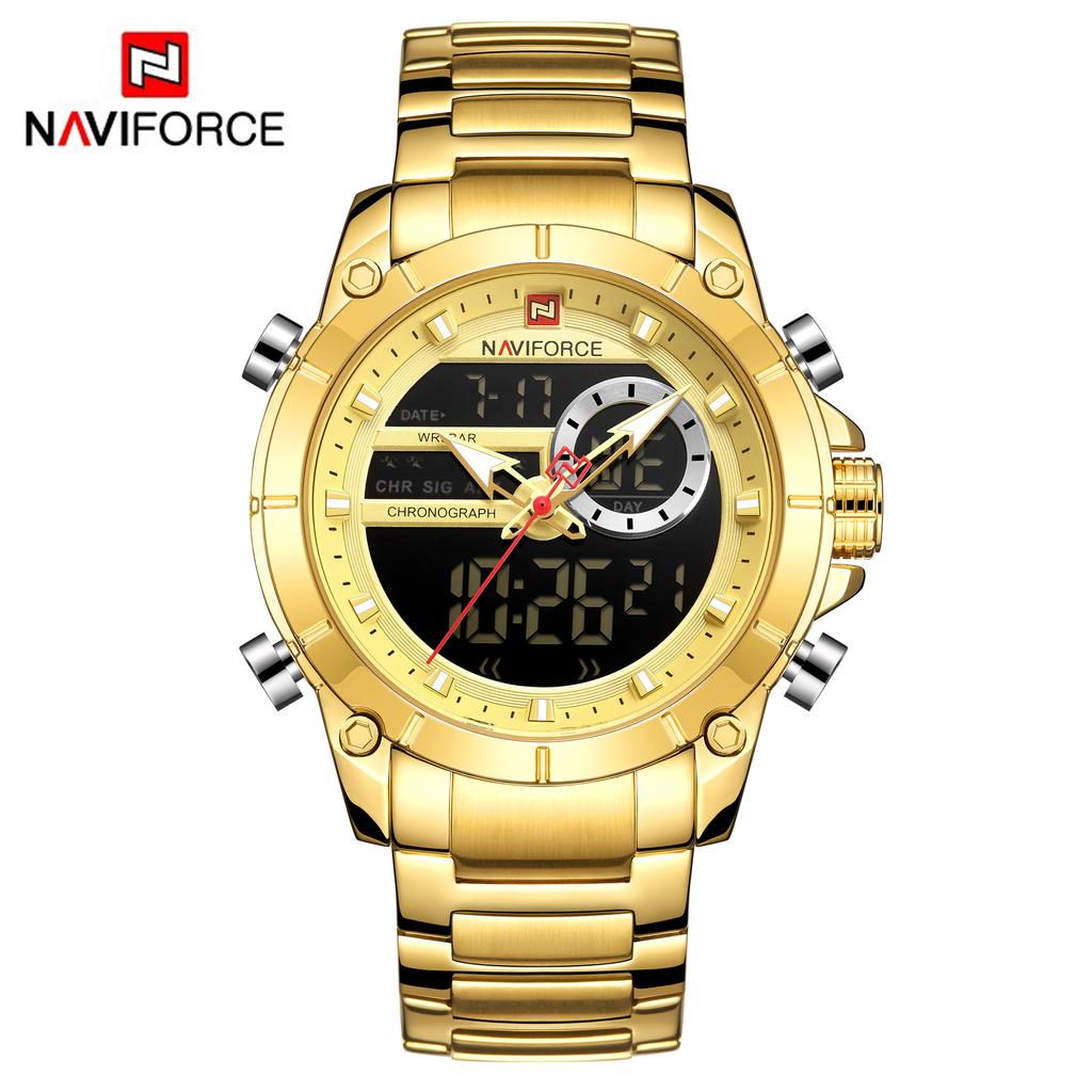 Naviforce 9163 New Fashion Men's Wristwatch Waterproof Dual Display Luxury Digital Quartz Watches for Relogio Masculino Relojes