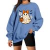 Women's Comfortable Round Neck Long Sleeve Sweatshirt Loose Fit Casual with Color and Halloween Print