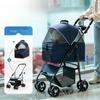 Metal Pet Stroller Lightweight Foldable Detachable Travel Cart for Small Medium Dogs Cats Outdoor Walking Stroller