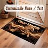 Horse Theme Soft Crystal Velvet Rug Custom Name & Text Print Non Slip Floor Rug for Bedroom Living Room