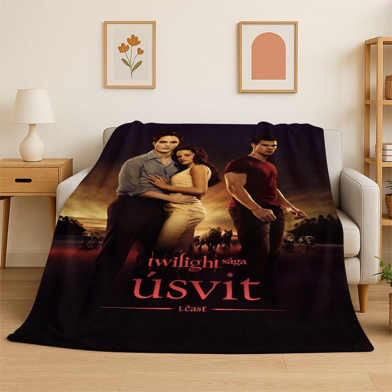 Classic Twilight Saga Edward Bella Flannel Blanket Soft Warm Throw Blanket for Bedroom Living Room Bed Travel Camping Picnic