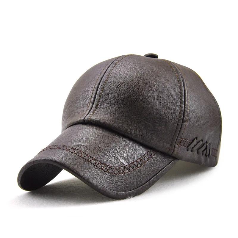 Fashion Solid Winter Leather Baseball Cap Men Snapback Autumn Warm Black Caps Women Bone Masculino Mens hats and Hats gorras 2025