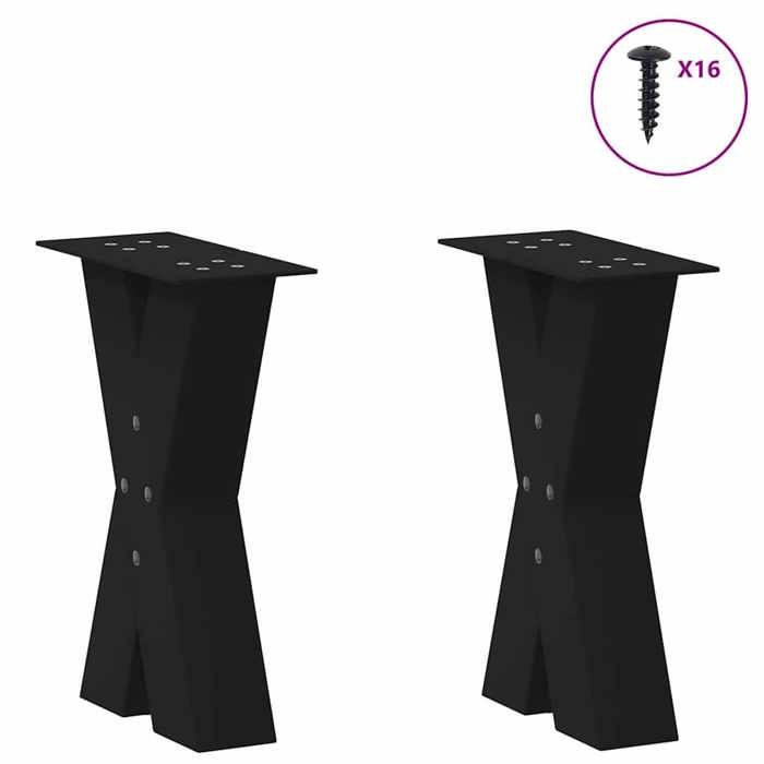 VidaXL Pieds de table basse en forme de X, 2 pièces, noir, 38 x (42-43) cm, acier 4012952
