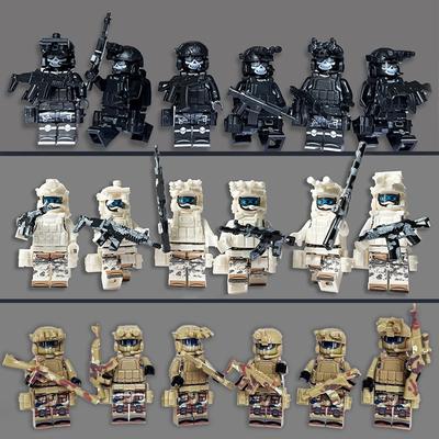 Explosionsgeschützter Anzug für Spezialkräfte, gepanzerte Motorrad-Militär-Bausteine, Mini-Figuren, Geburtstagsgeschenk, Zeichentrickspielzeug.
