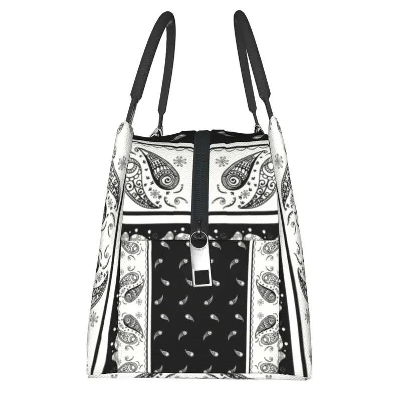 Geantă de prânz personalizată clasică Paisley cu model de bandană pentru femei, răcitor termic, cutie de prânz izolată pentru picnic, camping, muncă, călătorii