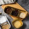 Stainless Steel Sauce Dish Multi Compartment Condiment Plate Gold Color Thickened Korean BBQ Dipping Plate Outdoor Picnic Dish Camping Tableware