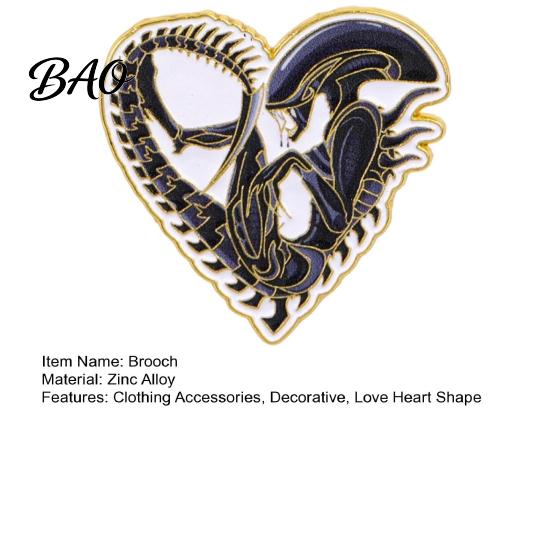 Aliens Badge Brooch Love Heart Brooch, Shape Enamel Lapel Pin, Clothing Pin Accessories for Daily Wear Parties Dates, Gift Sci-Fi Lovers