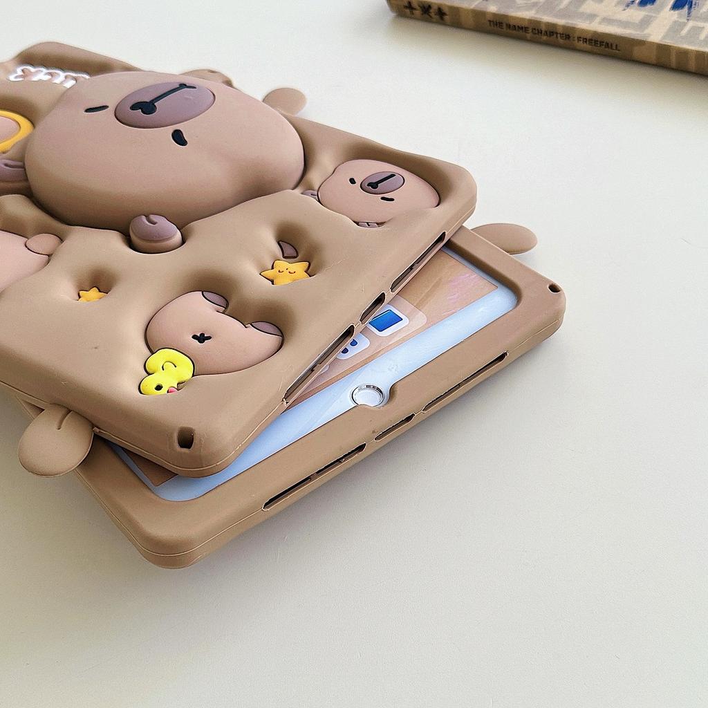 For IPad 9 8 7th Generation Child Case for IPad Air 2 3 4 5 6 10.9 Mini 6 Pro 11 Cartoon Telescopic Stand Silicone Tablet Case