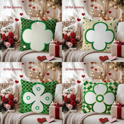 St. Patrick's Day Shamrock Pattern Decorative Pillow Pattern Cushion Cover Suitable for Sofa Bedroom Car Pillow Cover