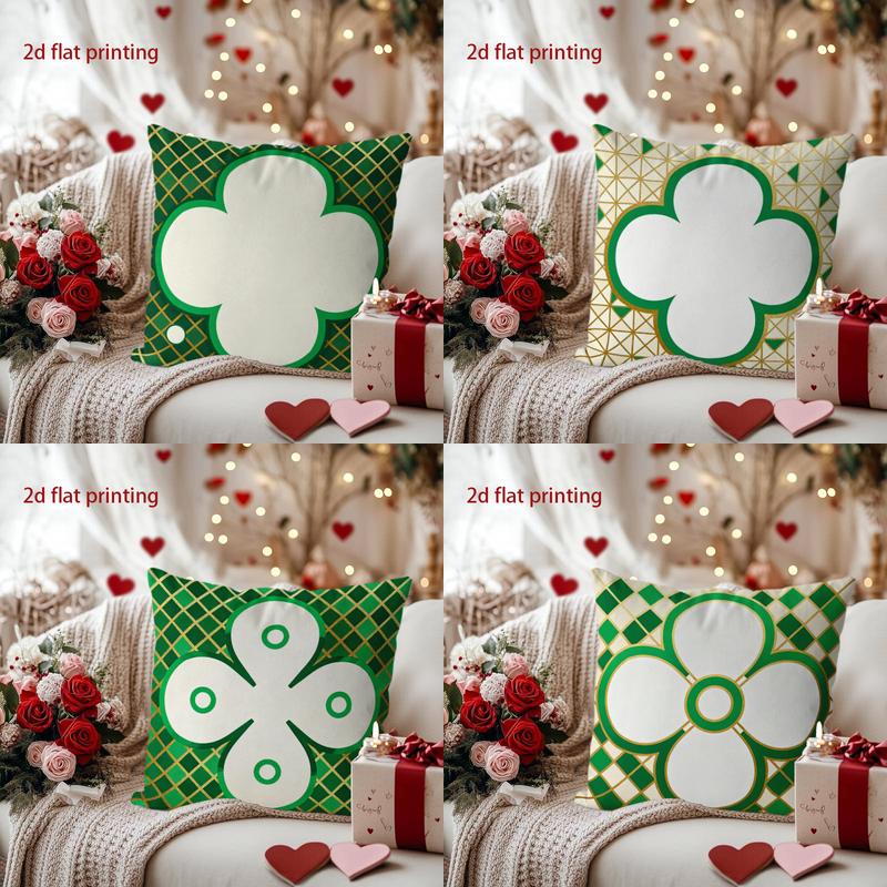St. Patrick's Day Shamrock Pattern Decorative Pillow Pattern Cushion Cover Suitable for Sofa Bedroom Car Pillow Cover