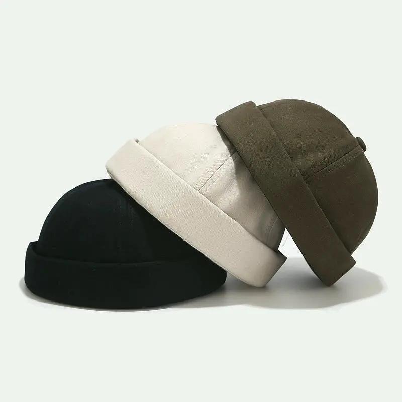 Spring and Summer Cotton Solid Docker Cap Brimless Hat Skullies Beanie Hats Landlord Sailor Cap Men and Women 04