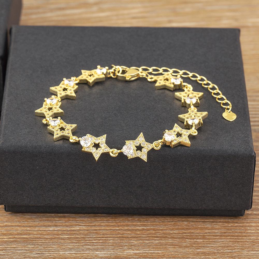 Nidin New Arrival Elegant Flower/Airplane/Star/Heart Shape Shiny Zircon Chain Bracelets Adjustable Accessories Jewelry For Women