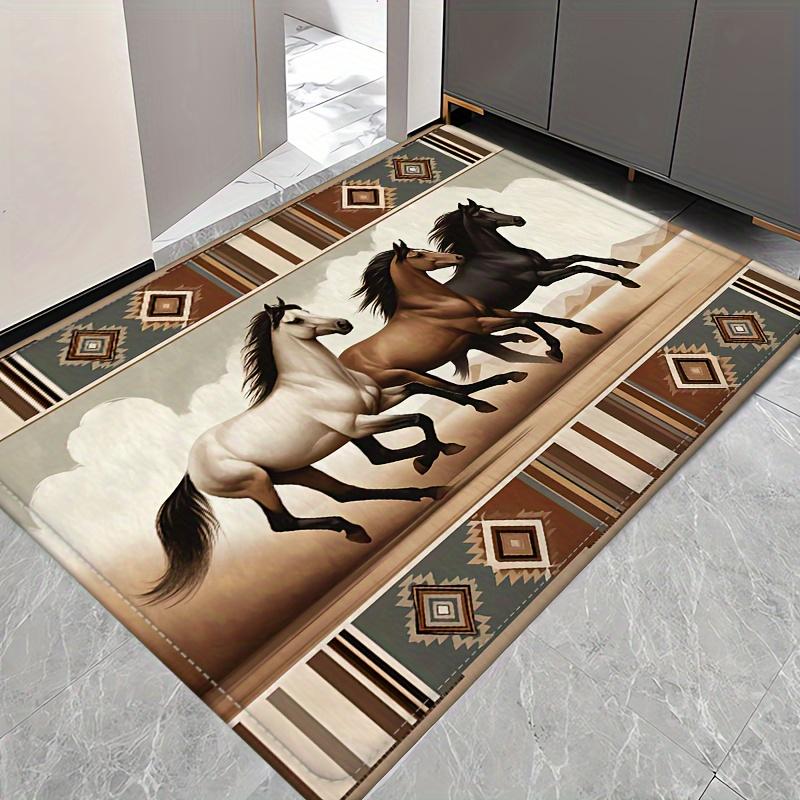 Galloping Horses Non-Slip Floor Mat - Indoor and Outdoor Absorbent Foot Mat Suitable for Home Decoration, Durable and Stylish