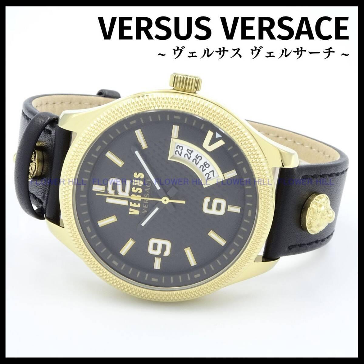 Used [New/Free Shipping] VERSUS VERSACE Watch Men s Quartz VSPVT0220 Black/Gold Leather Band